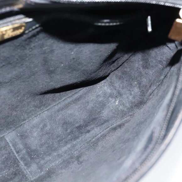 GUCCI Web Sherry Line Shoulder Bag Leather Black Gold Red Auth IN032 - Picture 12 of 16